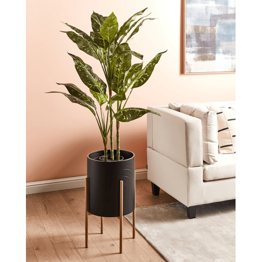 Vaso alto para plantas SEROTINA Metal 32 cm Preto