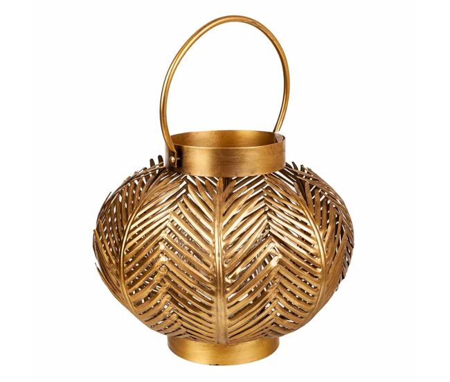 Portavelas de metal dorado 34x34x27