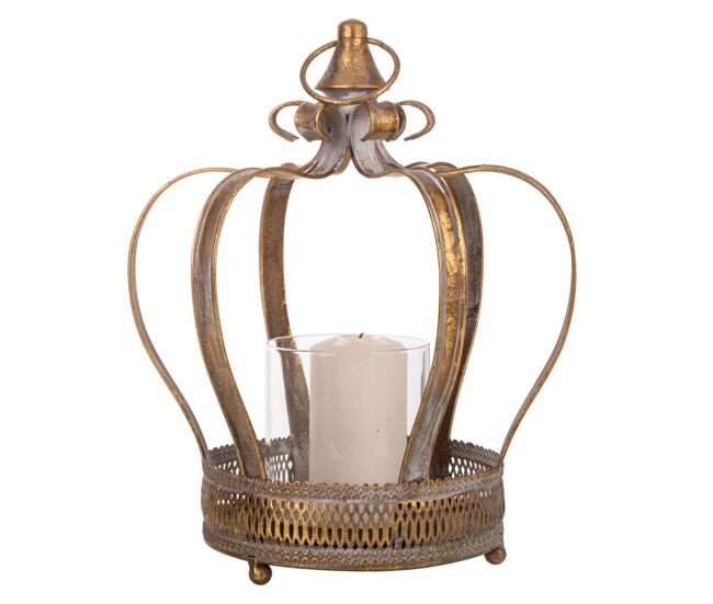 Portavelas de metal dorado 24x21.5x30