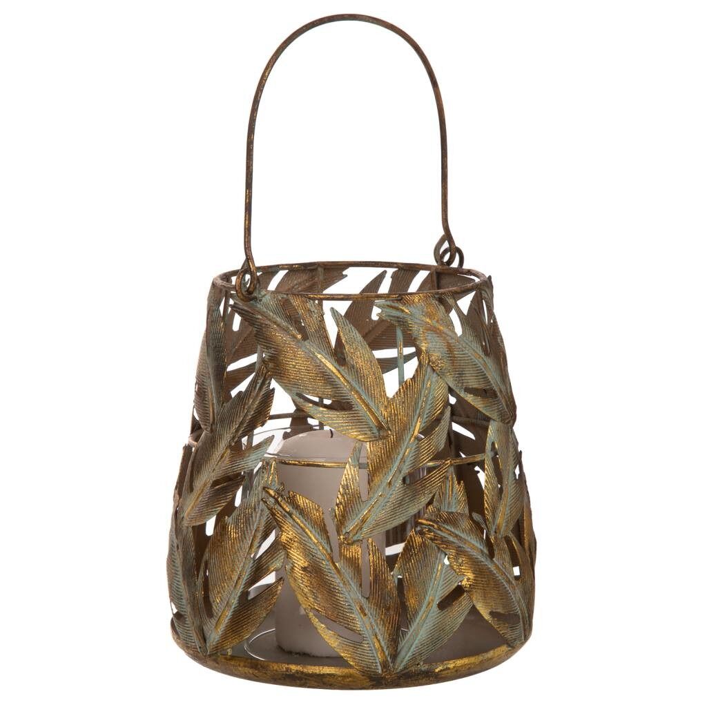 Portavelas de metal dorado 17.5x17.5x19