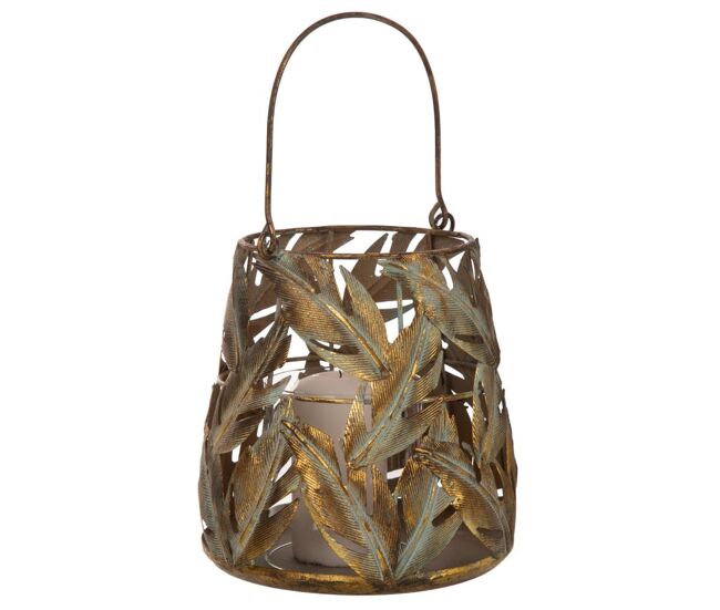 Portavelas de metal dorado 17.5x17.5x19