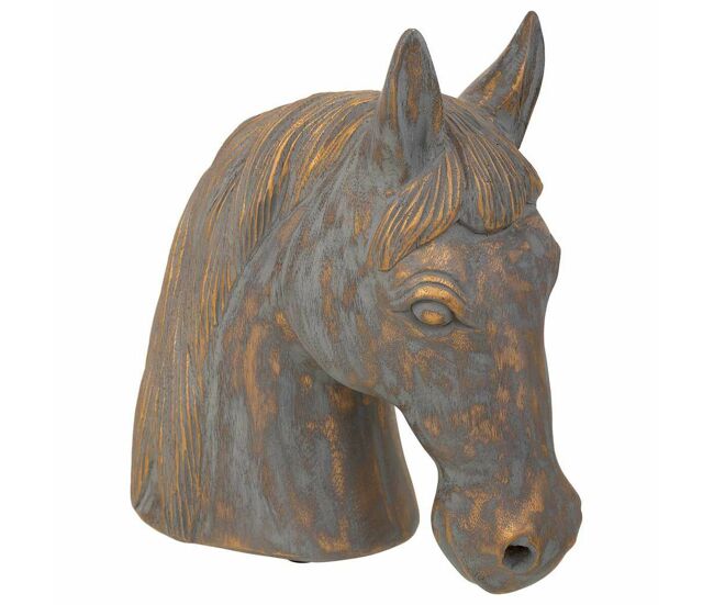 Figura decorativa alexandra house living gris dorado poliresina caballo 15 x 31 x 31 cm