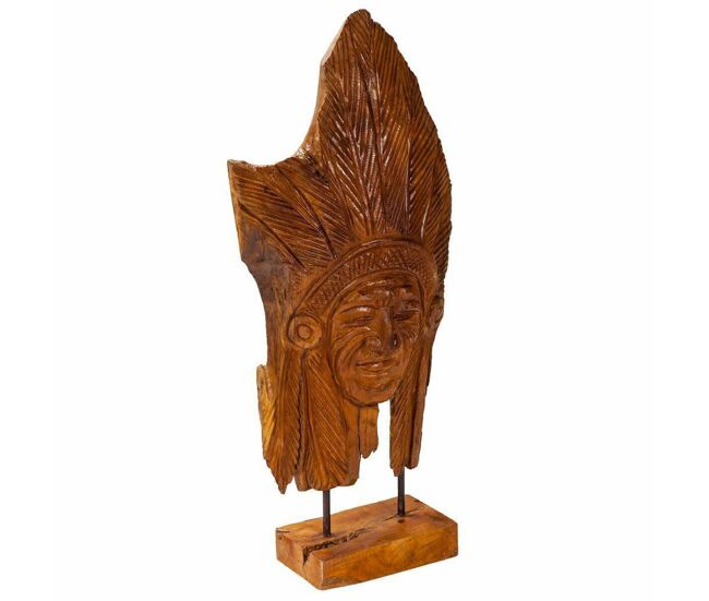 Figura decorativa alexandra house living natural madera de teca indio 13 x 60 x 30 cm