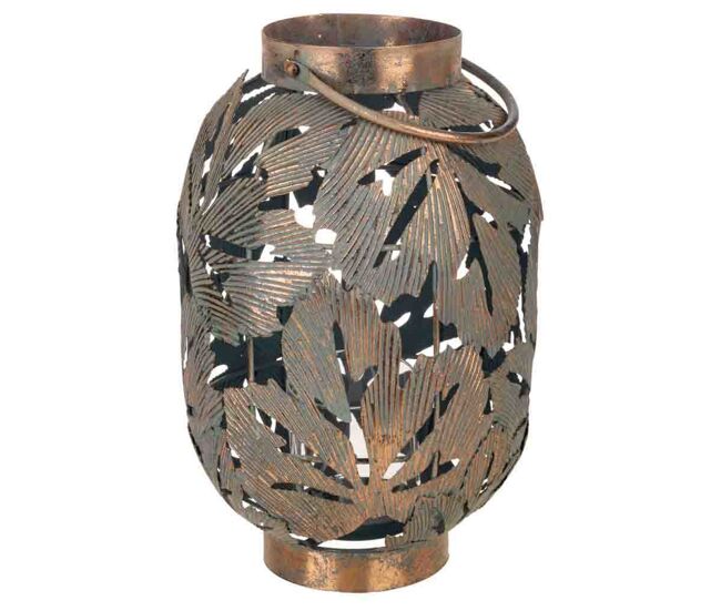 Portavelas de metal dorado 24x24x37
