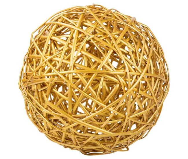 Bola de decoración de mimbre dorado d38 cm