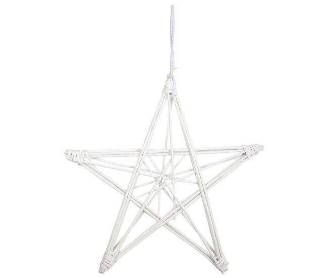 Estrella decoración de mimbre blanca 85x85x5