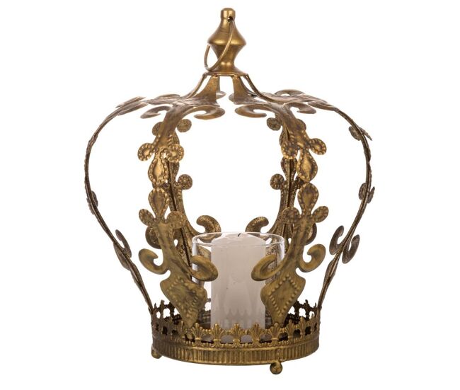 Portavelas de metal dorado 26.5x26.5x33.5
