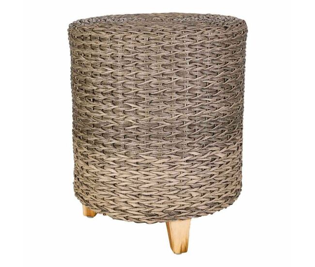 Taburete alexandra house living gris madera ratán sintético 40 x 48 x 40 cm