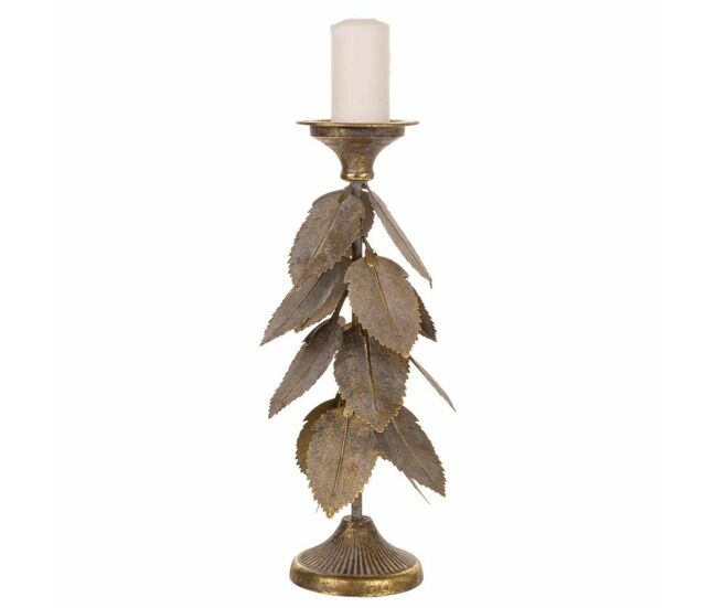 Candelabro alexandra house living dorado hierro 19 x 43 x 19 cm hojas