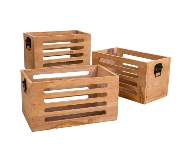 Set 3 cajas de madera marrón