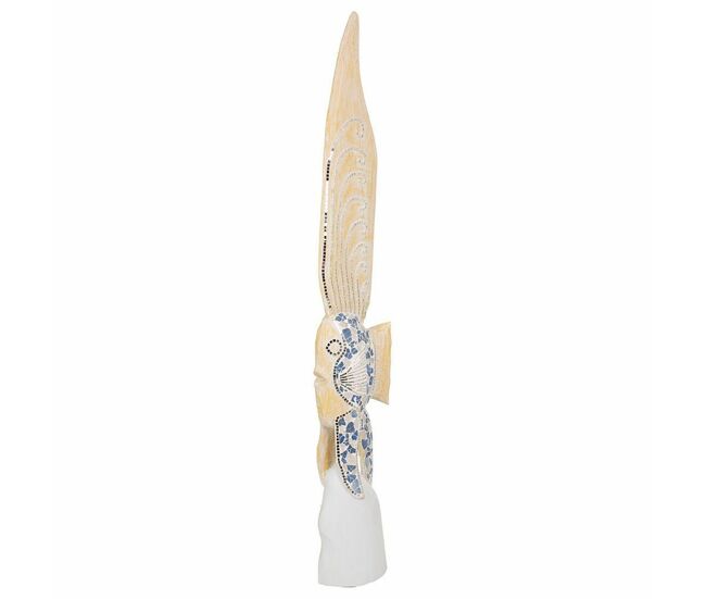 Figura decorativa alexandra house living azul blanco madera vidrio pez 148 x 10 x 23 cm