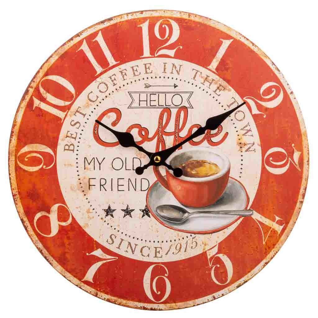Reloj de pared de madera rojo d34x2 cm