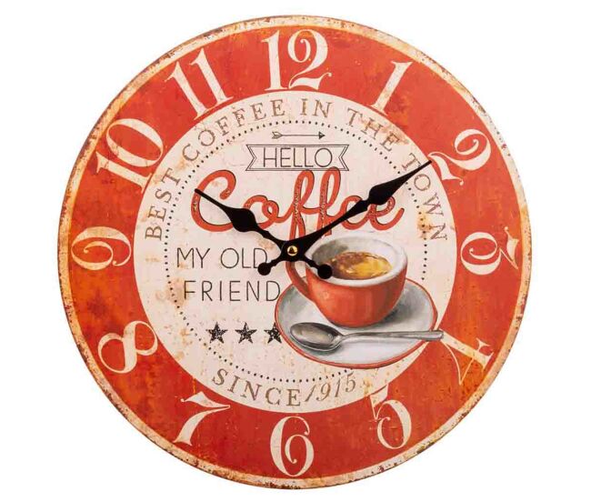 Reloj de pared de madera rojo d34x2 cm