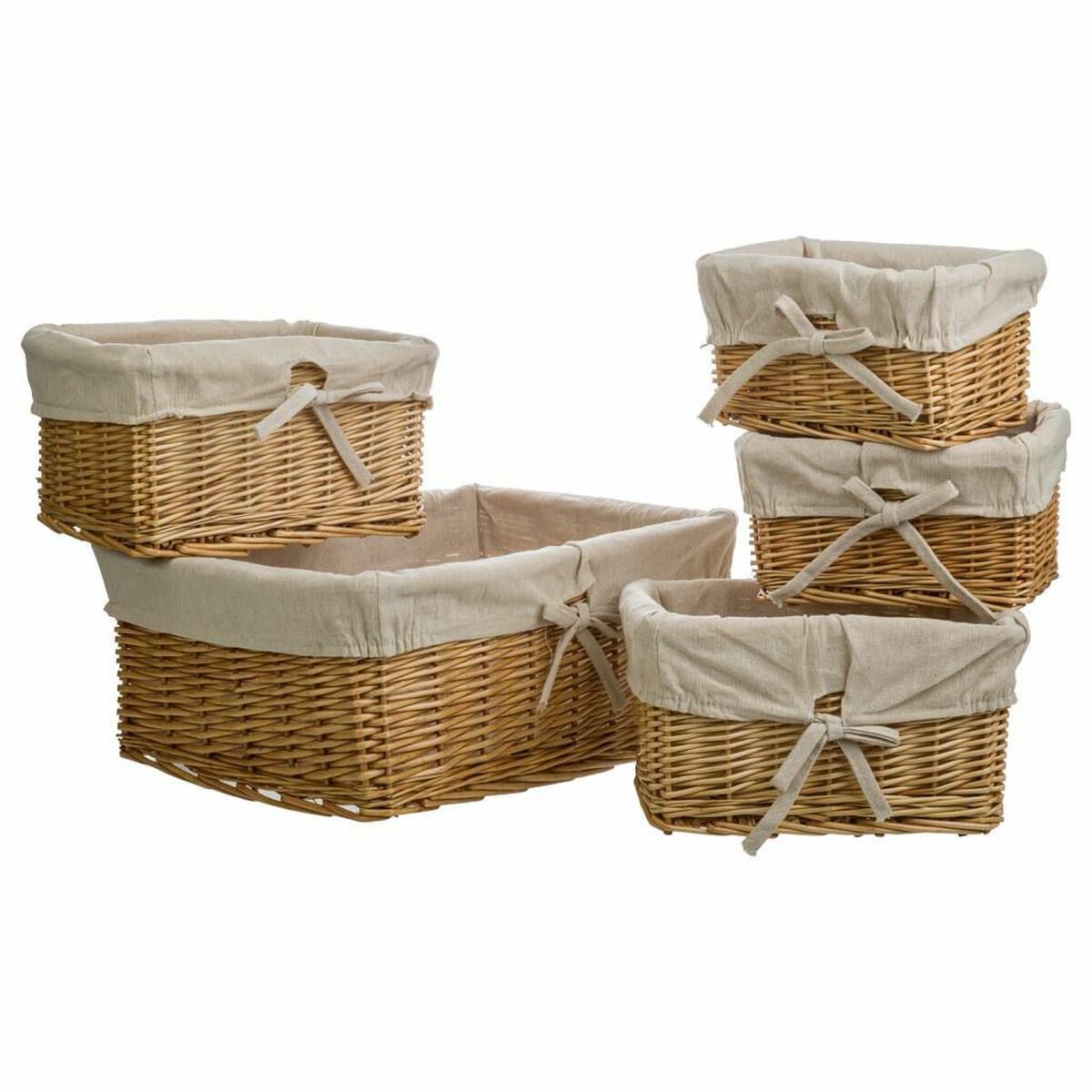 Juego de cestos alexandra house living natural mimbre madera de sauce 5 piezas