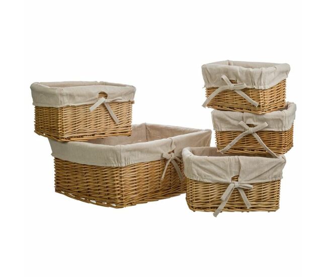 Juego de cestos alexandra house living natural mimbre madera de sauce 5 piezas