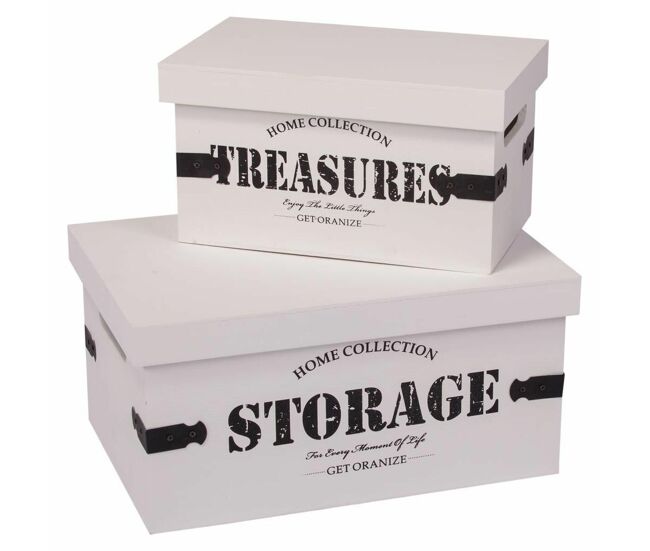Cajas de almacenamiento alexandra house living blanco madera mdf 2 piezas