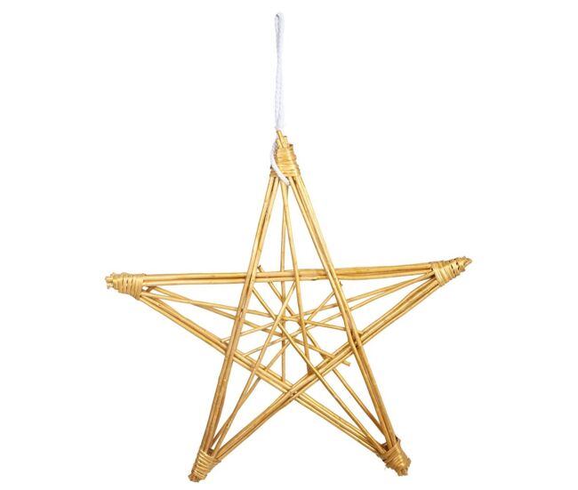 Estrella decoración de mimbre dorada 85x85x5