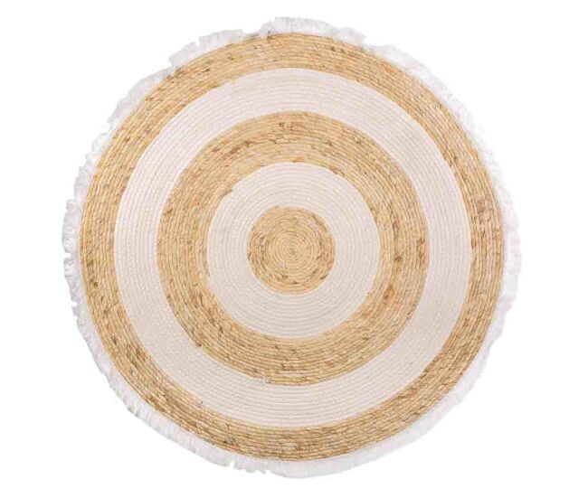 Alfombra fibra natural tejido artesanal marrón d100x1
