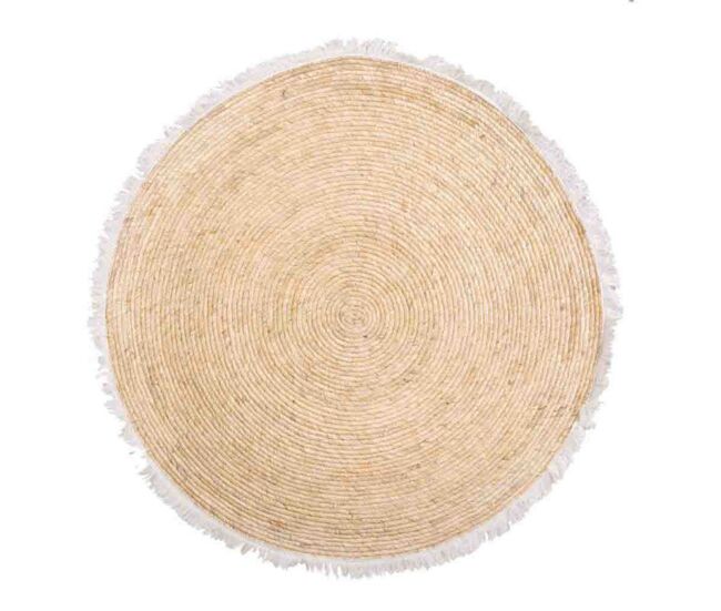 Alfombra fibra natural tejido artesanal marrón d100x1
