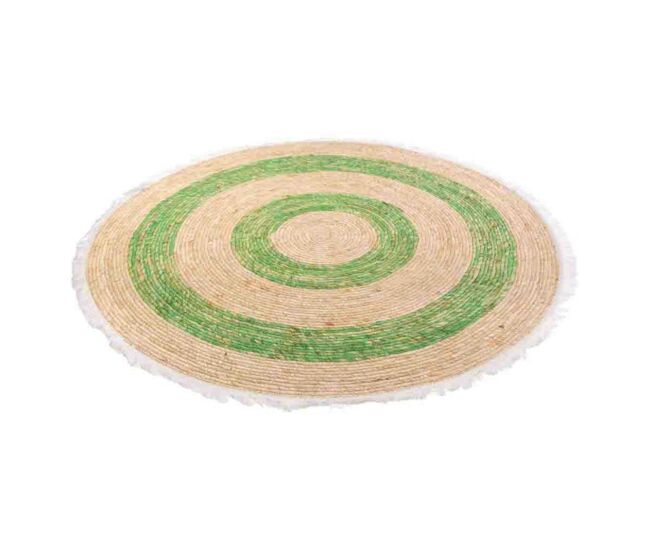 Alfombra de fibra natural de tejido artesanal verde claro D120x1h cm