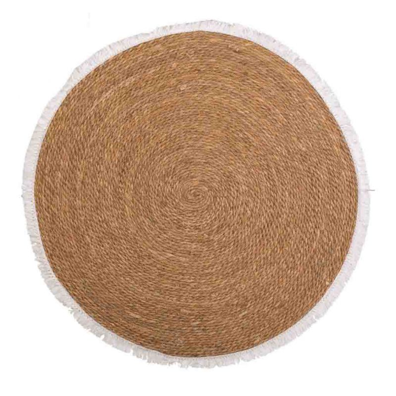 Alfombra fibra natural tejido artesanal 100x100 Marrón