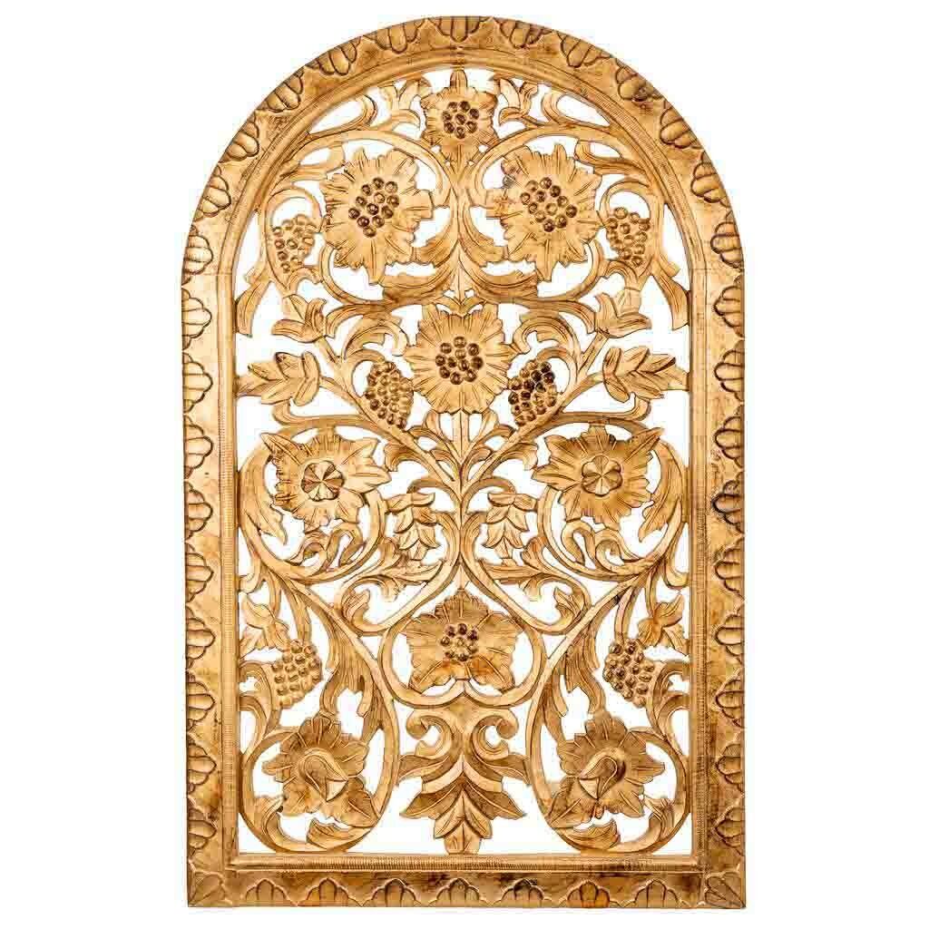 Panel de madera artesanal dorado 76x04x120