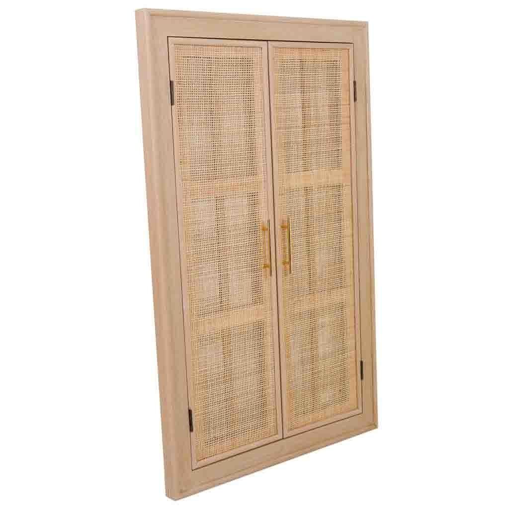 Espejo de mdf y rejilla marrón 73.5x5x118
