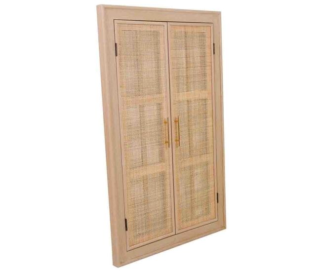 Espejo de mdf y rejilla marrón 73.5x5x118