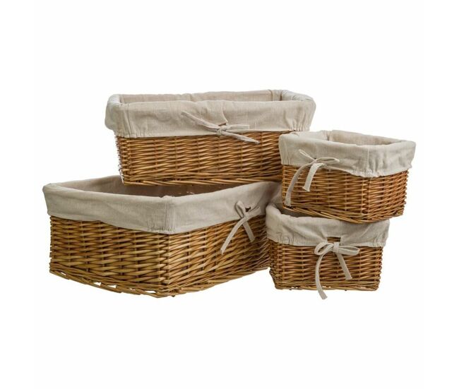 Juego de cestos alexandra house living natural mimbre madera de sauce 4 piezas