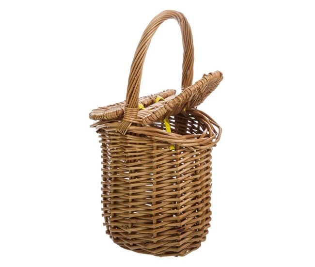 Cesta con tapas de mimbre marrón 17x13x17/27
