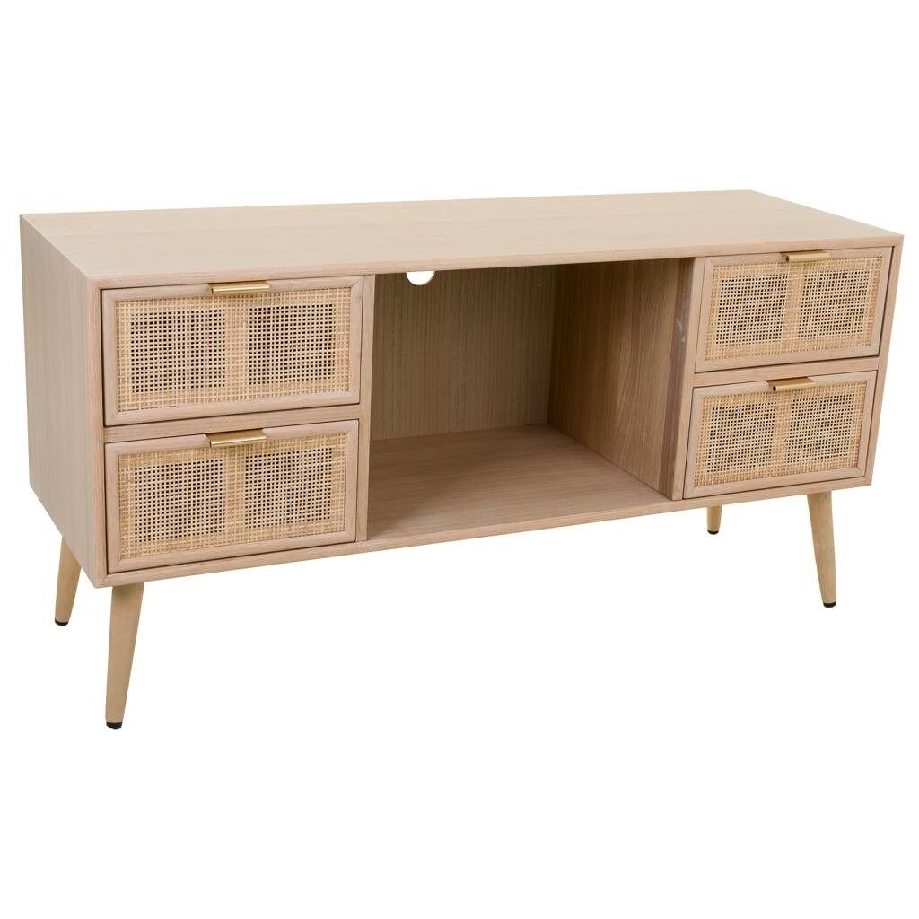 Mueble bajo de madera y rejilla
