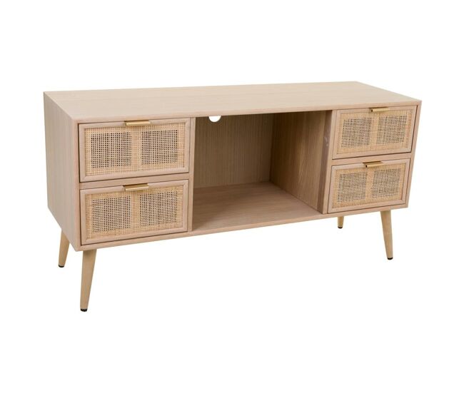 Mueble bajo de mdf y rejilla marrón 120x42x60