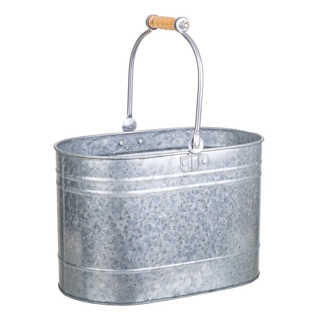 Cesta de metal plateada 30.5x18x20/37
