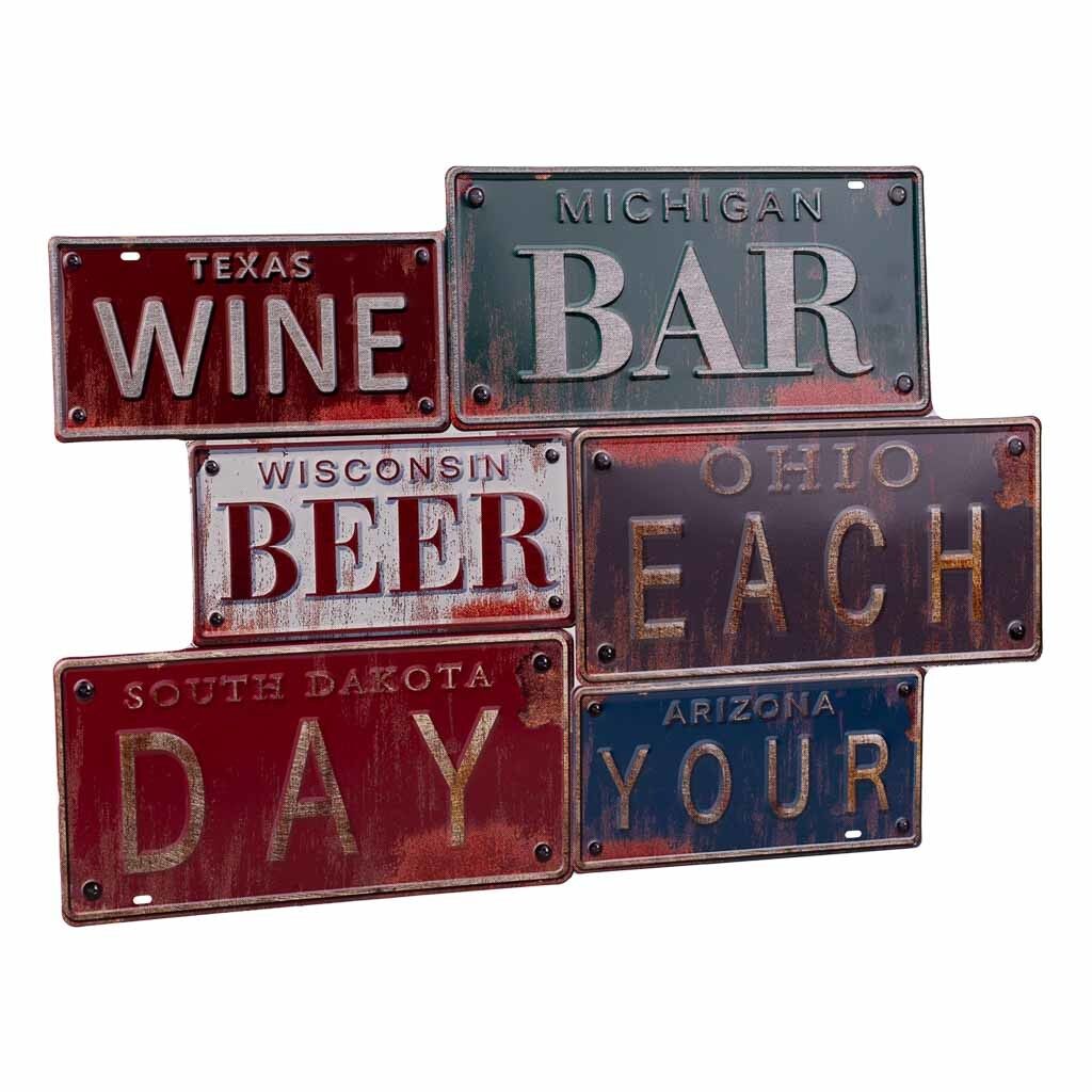 Placa de metal multicolor 50x70x1
