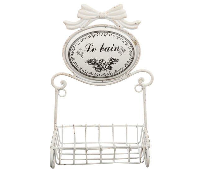 Jabonera de metal blanca 17x13x30 cm