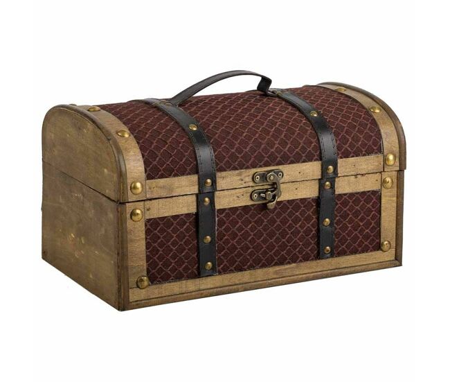 Baúl alexandra house living marrón pvc madera metal tela 21 x 19 x 35 cm estilo vintage