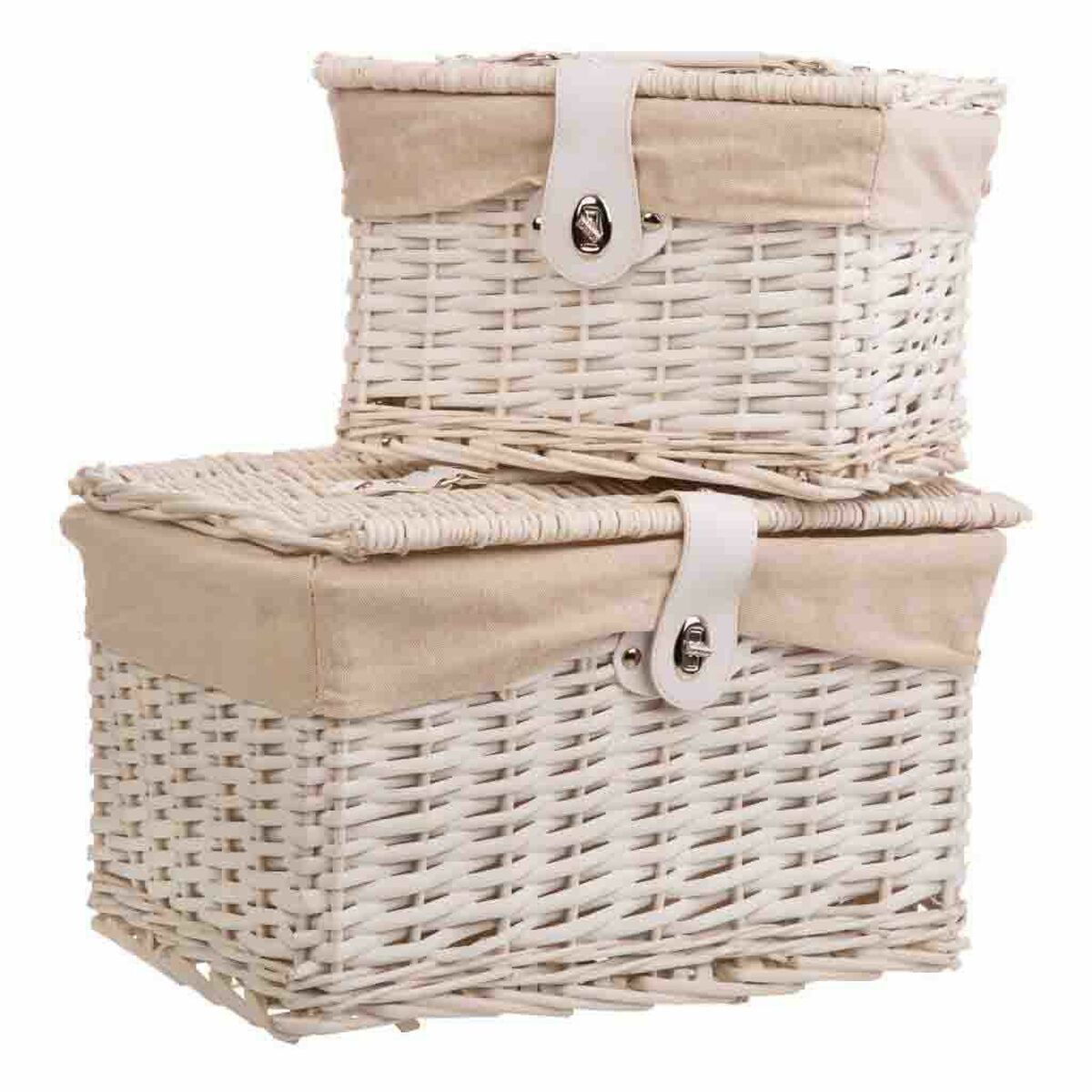 Juego de dos baúles alexandra house living blanco madera de sauce 30 x 23 x 40 cm