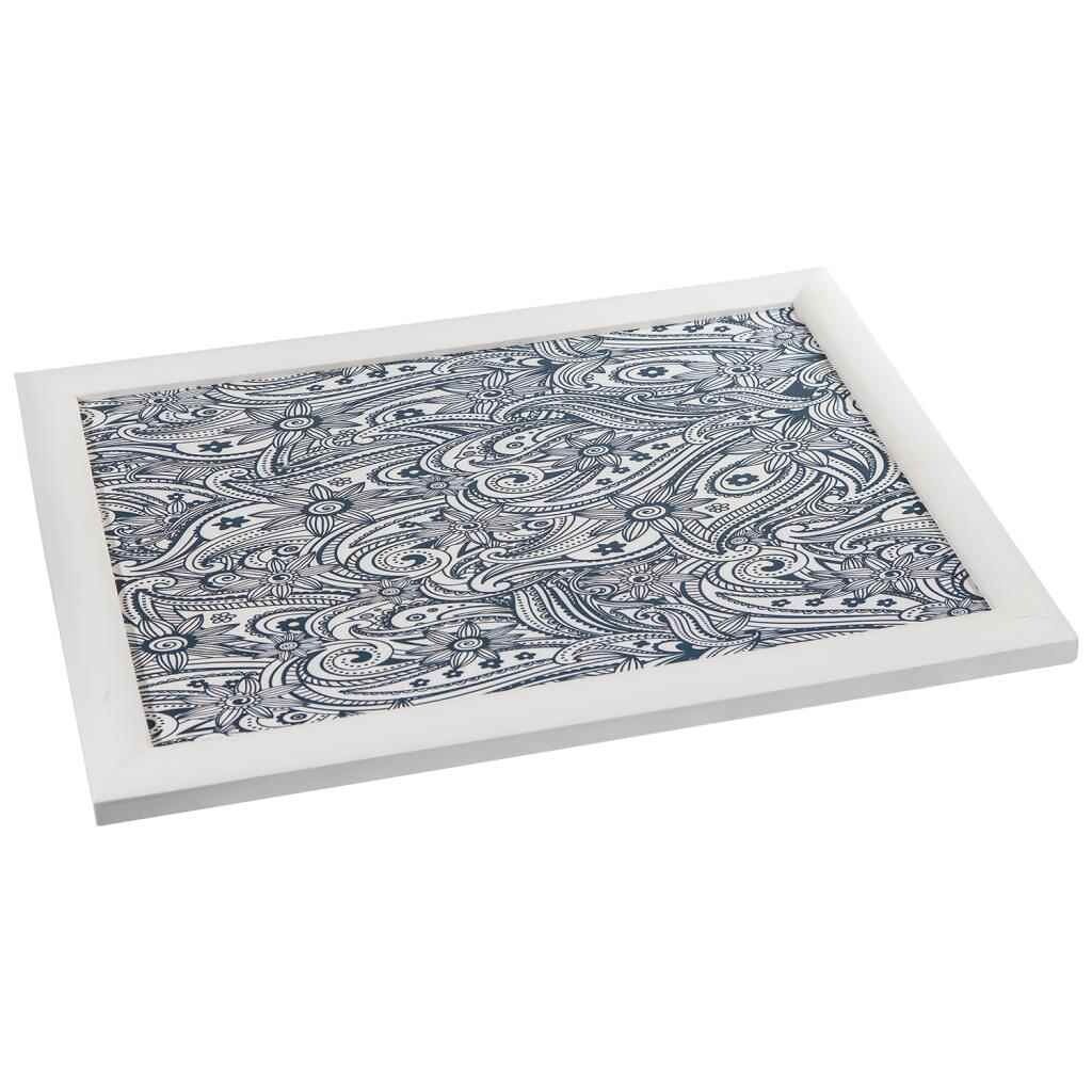 Bandeja de madera con lacado blanco 43x33x5.5