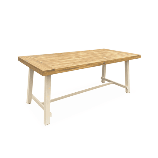 Mesa de madeira e metal para interiorexterior, 6-8 lugares, Fortaleza 190cm, bois clair, 190x91.5x76 cm