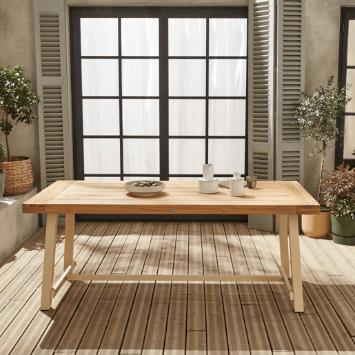 Mesa de madeira e metal para interiorexterior, 6-8 lugares, Fortaleza 190cm, bois clair, 190x91.5x76 cm