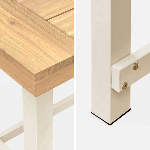 Mesa de madeira e metal para interiorexterior, 6-8 lugares, Fortaleza 190cm, bois clair, 190x91.5x76 cm