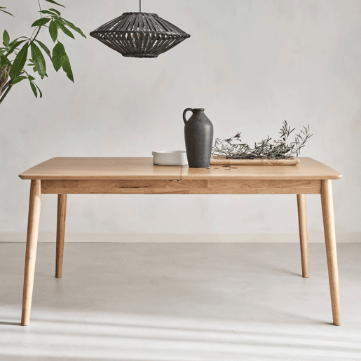 Mesa de jantar retangular extensível de 6-8 lugares, Lina, Natural, 210x90x75 cm