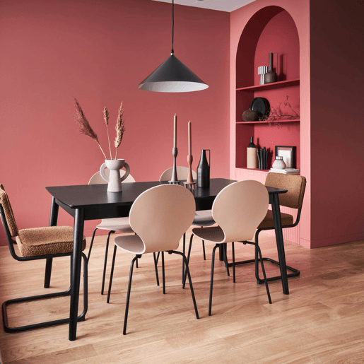 Mesa de jantar retangular extensível de 6-8 lugares, Lina, Preto, 210x90x75 cm