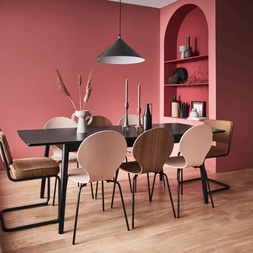Mesa de jantar retangular extensível de 6-8 lugares, Lina, Preto, 210x90x75 cm