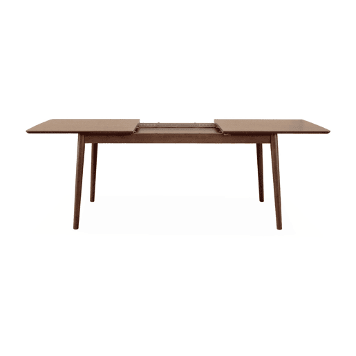 Mesa de jantar retangular extensível de 6-8 lugares, Lina, Madeira de nogueira, 210x90x75 cm