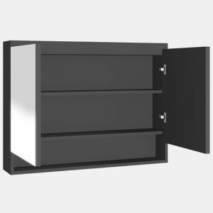 vidaXL Armário espelhado para casa de banho 80x15x60 cm MDF antracite