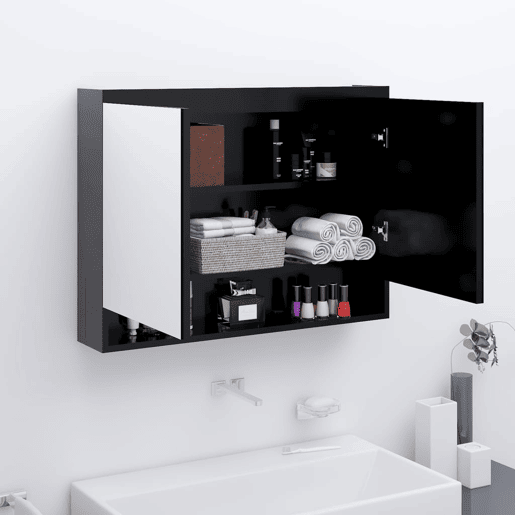 vidaXL Armário espelhado para casa de banho 80x15x60 cm MDF antracite vidaXL Armário espelhado para casa de banho 80x15x60 cm MDF antracite