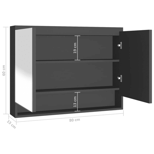 vidaXL Armário espelhado para casa de banho 80x15x60 cm MDF antracite vidaXL Armário espelhado para casa de banho 80x15x60 cm MDF antracite