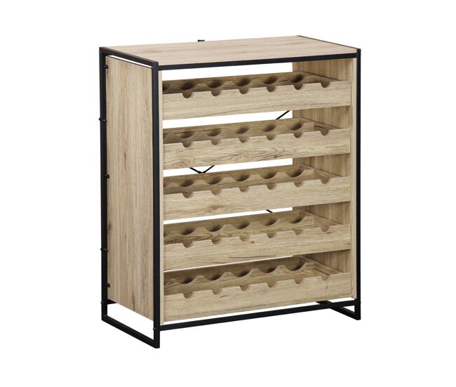 Estantería para botellas de vino, loft, natural, 75x40x90 cm