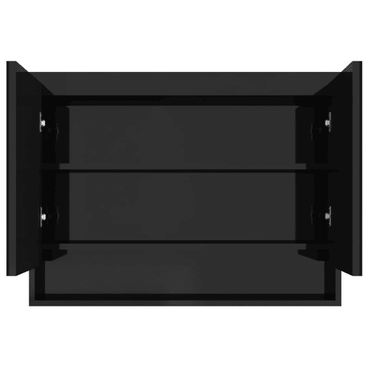 vidaXL Armário espelhado p casa banho 80x15x60 cm MDF preto brilhante vidaXL Armário espelhado p casa banho 80x15x60 cm MDF preto brilhante